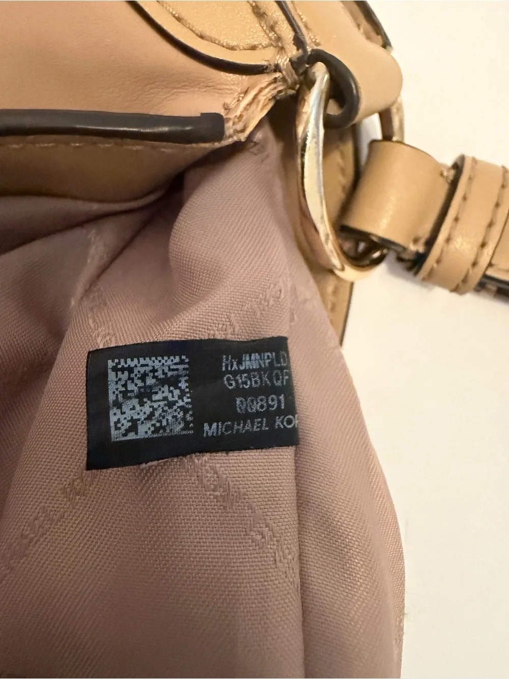 Michael Kors Gabby Large Shoulder Bag in Tan with Gold MK Emblem